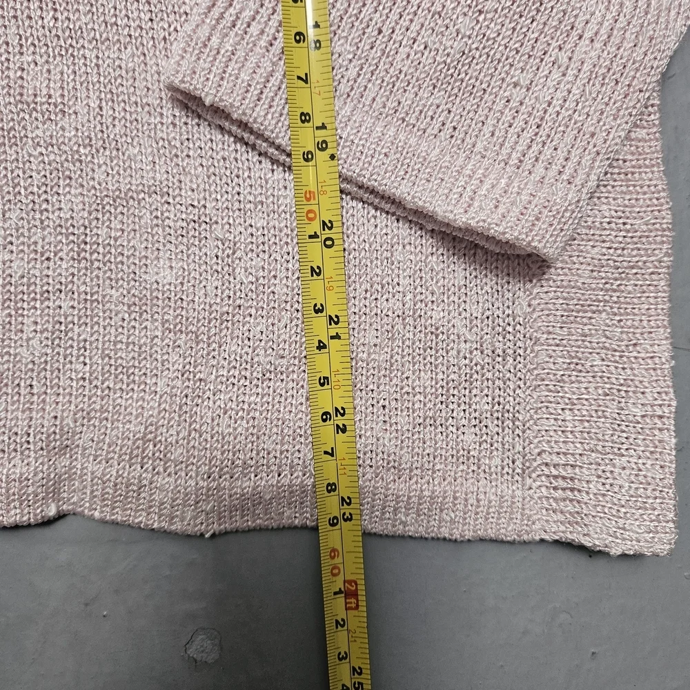 Vintage Barbara Katz Feather Pink Sz M Lenin Blend Knit Bliuse Shell Button - Picture 12 of 16